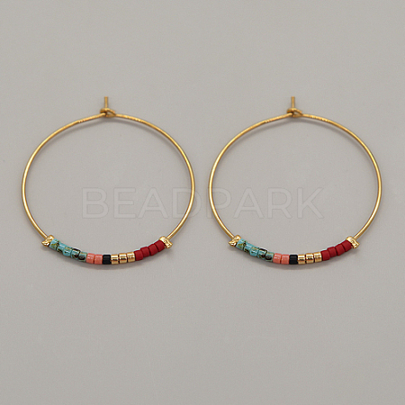 Glass Seed Beaded Hoop Earrings XS8443-9-1