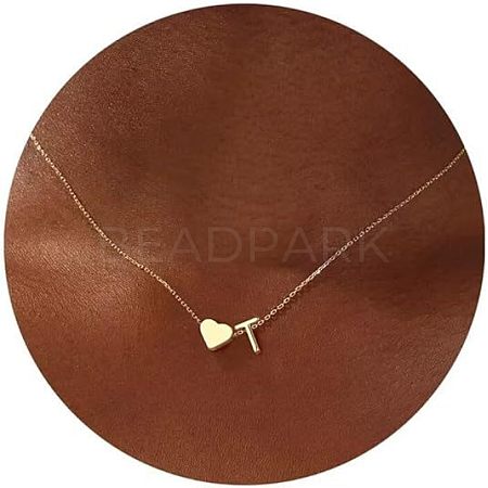 Simple Style Adjustable 316L Surgical Stainless Steel Heart and Initial Pendant Necklaces for Women WG95AEF-20-1