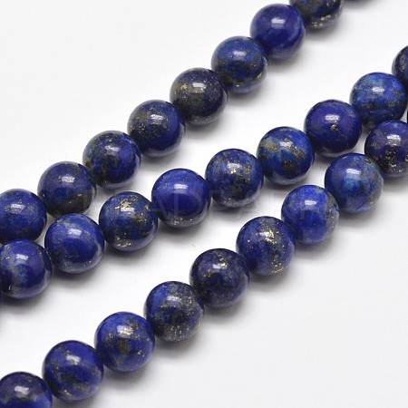 Natural Lapis Lazuli Round Bead Strands X-G-E262-01-8mm-1
