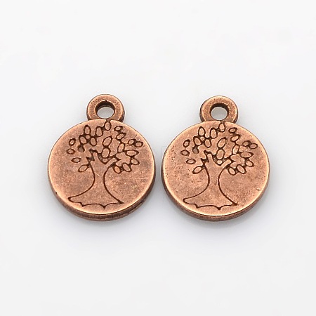 Flat Round with Tree of Life Plating Zinc Alloy Pendants X-PALLOY-N0104-02R-NF-1
