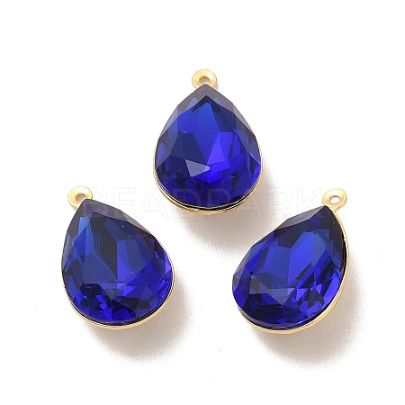 Real 18K Gold Plated Brass with Glass Pendants KK-177-22G-04-1