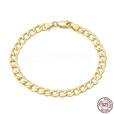925 Sterling Silver Curb Chain Bracelets BJEW-I314-007A-G-1