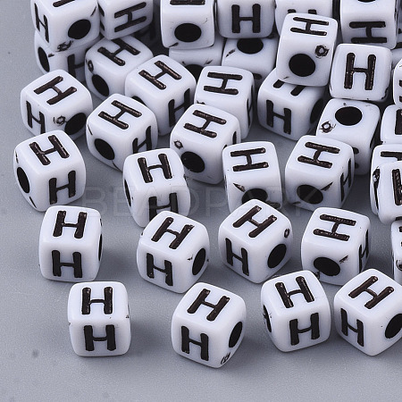 White Opaque Acrylic Beads MACR-R869-02H-1