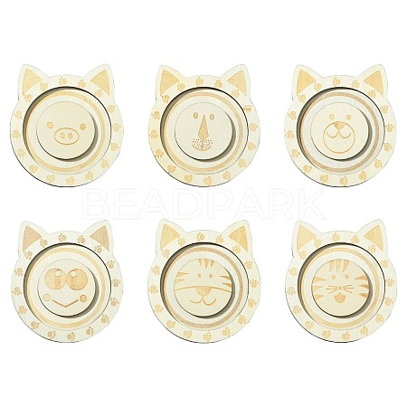 6Pcs 6 Styles Animal Theme Wood Single Bracelet Display Trays ST-CJ0022-03-1