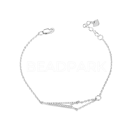 TINYSAND Fashion 925 Sterling Silver Cubic Zirconia Cupid/Cherub's Arrow Bracelet TS-B304-S-1