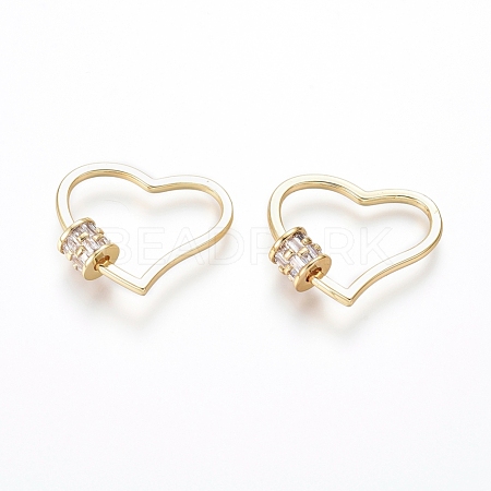 Brass Micro Pave Cubic Zirconia Screw Carabiner Lock Charms ZIRC-I031-06G-1