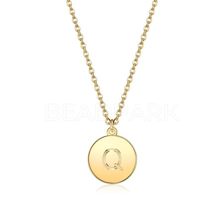 Brass Initial Pendant Necklace NJEW-BB35341-Q-1