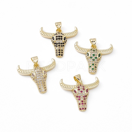 Brass Micro Pave Cubic Zirconia Pendants KK-I692-06G-1