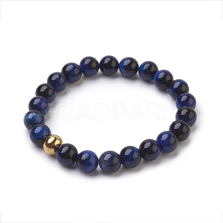 Natural Tiger Eye Beads Stretch Bracelets BJEW-JB03852-03-1