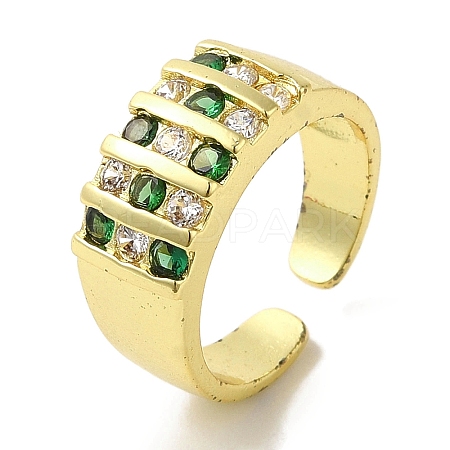 Rack Plating Brass Micro Pave Cubic Zirconia Cuff Rings RJEW-H228-13G-03-1