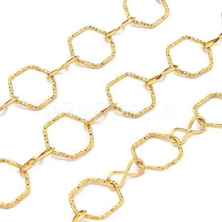 10M Ion Plating(IP) 304 Stainless Steel Hexagon & Infinity Link Chains CHS-G034-07G-1