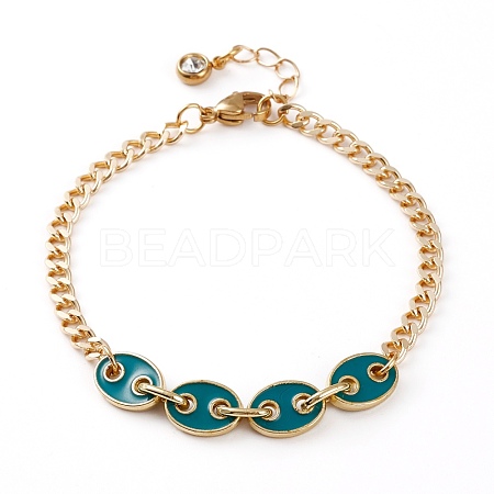 (Jewelry Parties Factory Sale)Golden Plated Brass Enamel Chain Bracelets BJEW-JB05881-01-1
