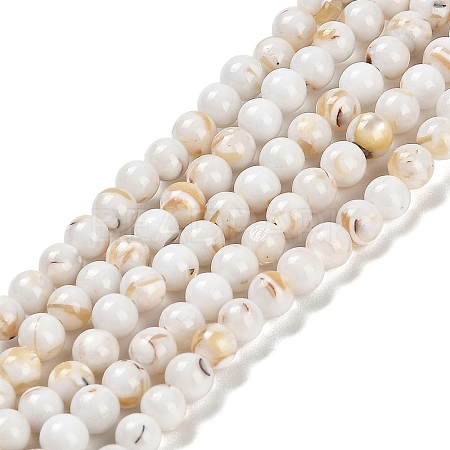 Assembled Synthetic Stone and Trochus Shell Beads Strands G-B128-08A-01-1