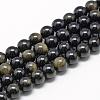 Natural Golden Sheen Obsidian Beads Strands G-R446-4mm-22-1