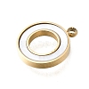 304 Stainless Steel Pave Natural White Shell Ring Charms STAS-R159-18G-2