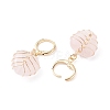 Heart Natural Rose Quartz Wire Wrapped Dangle Hoop Earrings EJEW-JE04793-01-5
