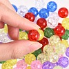 80Pcs 8 Colors Transparent Crackle Glass Round Beads Strands CCG-SZ0001-09-5