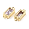 Brass Pave Glass Rectangle Connector Charms KK-H002-06G-04-3