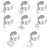 8Pcs 8 Styles 304 Stainless Steel Open Cuff Rings Set RJEW-UN00005-1