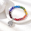 7-Color 8mm Round Alloy Handmade Evil Eye Lampwork Stretch Bracelets BJEW-JB10198-02-2