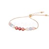 Adjustable Natural Rose Quartz & Aquamarine & Moonstone & Rhodonite Round Beaded Slider Bracelets for Healthy Pregnancy Gift FS-WG14B1D-01-5