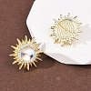 Sun Brass Micro Pave Clear Cubic Zirconia Stud Earrings EJEW-K324-02G-3
