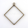 Rack Plating Alloy Rhombus Open Back Bezel Pendants PALLOY-S047-22F-FF-2
