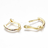 Brass Micro Pave Cubic Zirconia(Random Mixed Color) Hoop Earring Findings with Latch Back Closure EJEW-S201-104-2