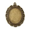 Tibetan Style Alloy Oval Big Pendant Cabochon Settings TIBEP-553-AB-FF-1