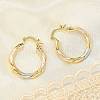 Brass Two Tone Twist Hoop Earrings LS-EJEW-B117-06A-M-3