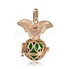 Golden Plated Brass Hollow Round Cage Pendants KK-J252-02G-2