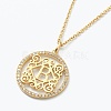 Brass Micro Pave Clear Cubic Zirconia Pendant Necklaces NJEW-J059-01B-1