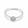 Rhodium Plated 925 Sterling Silver Finger Ring Components STER-E060-15P-2