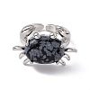 Natural Snowflake Obsidian Crab Open Cuff Ring RJEW-I090-01P-16-2