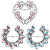 3 Pairs 3 Styles Titanium Rhinestone Heart Nipple Rings WG76523-08-1