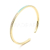 Clear Cubic Zirconia Open Cuff Bangle with Enamel BJEW-J165-05G-2