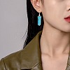 Synthetic Turquoise Bullet Dangle Stud Earrings EJEW-PH01406-02-4