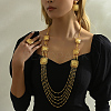 Bohemian Iron Hollow Square Multi-layer Necklaces & Stud Earrings & Cuff Rings Set for Women WD7231-6