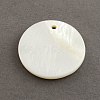 Flat Round Sea Shell Pendants SSHEL-R025-20mm-2