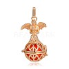 Golden Plated Brass Hollow Round Cage Pendants KK-J251-02G-1