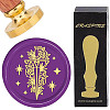 Brass Wax Seal Stamps with Wood Handle AJEW-WH0412-0060-1