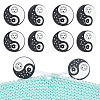 8Pcs Round with Sun and Moon Food Grade Eco-Friendly Silicone Focal Beads  SIL-NB0001-46-1