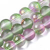 Frosted Spray Painted Glass Beads Strands X-GLAA-N035-03C-C01-1