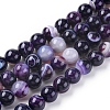 Natural Striped Agate/Banded Agate Beads Strands G-G582-8mm-52-1