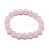 Natural Rose Quartz Bead Stretch Bracelets BJEW-K212-A-045-6