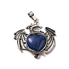 Natural Lapis Lazuli Dyed Heart Pendants KK-K331-01AS-01-2