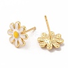 Enamel Daisy Flower Stud Earrings EJEW-G341-04G-2