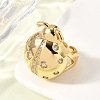 Brass Micro Pave Clear Cubic Zirconia Open Cuff Rings for Women RJEW-I111-03G-02-2
