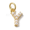 Rack Plating Brass with ABS Plastic Imitation Pearl Charms KK-B092-30Y-G-1