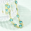 304 Stainless Steel Flat Round Acrylic Rhinestone Cup Chain Anklets for Women AJEW-B031-02G-03-2